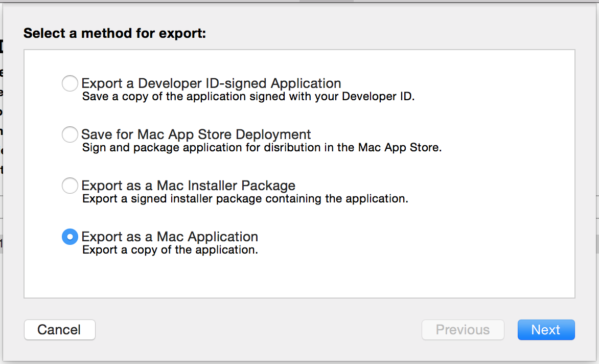 Export as Mac Application